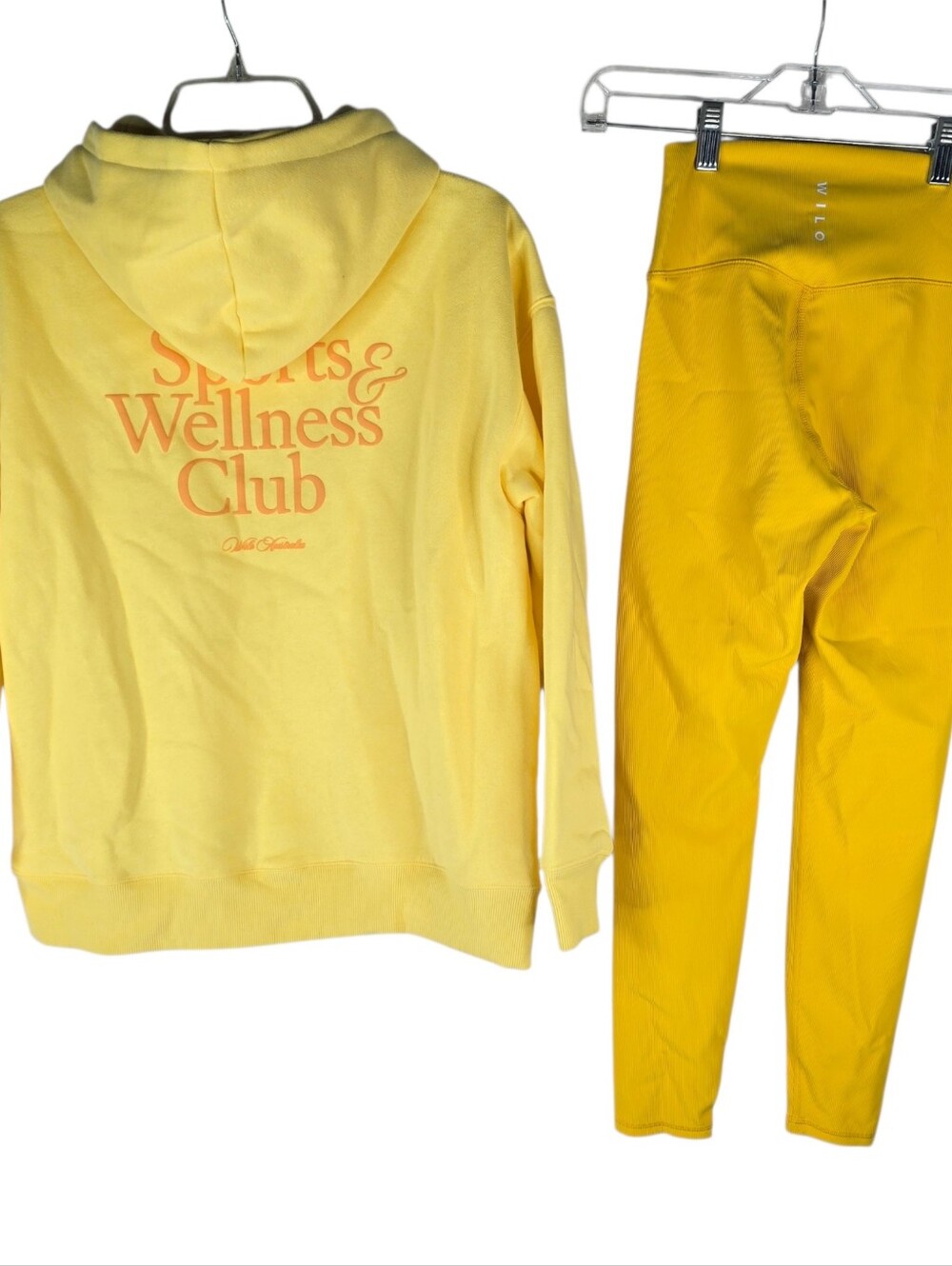 Wilo Womens XS Sports & Wellness Club Hoodie Leggings Butter Yellow Athletic Set